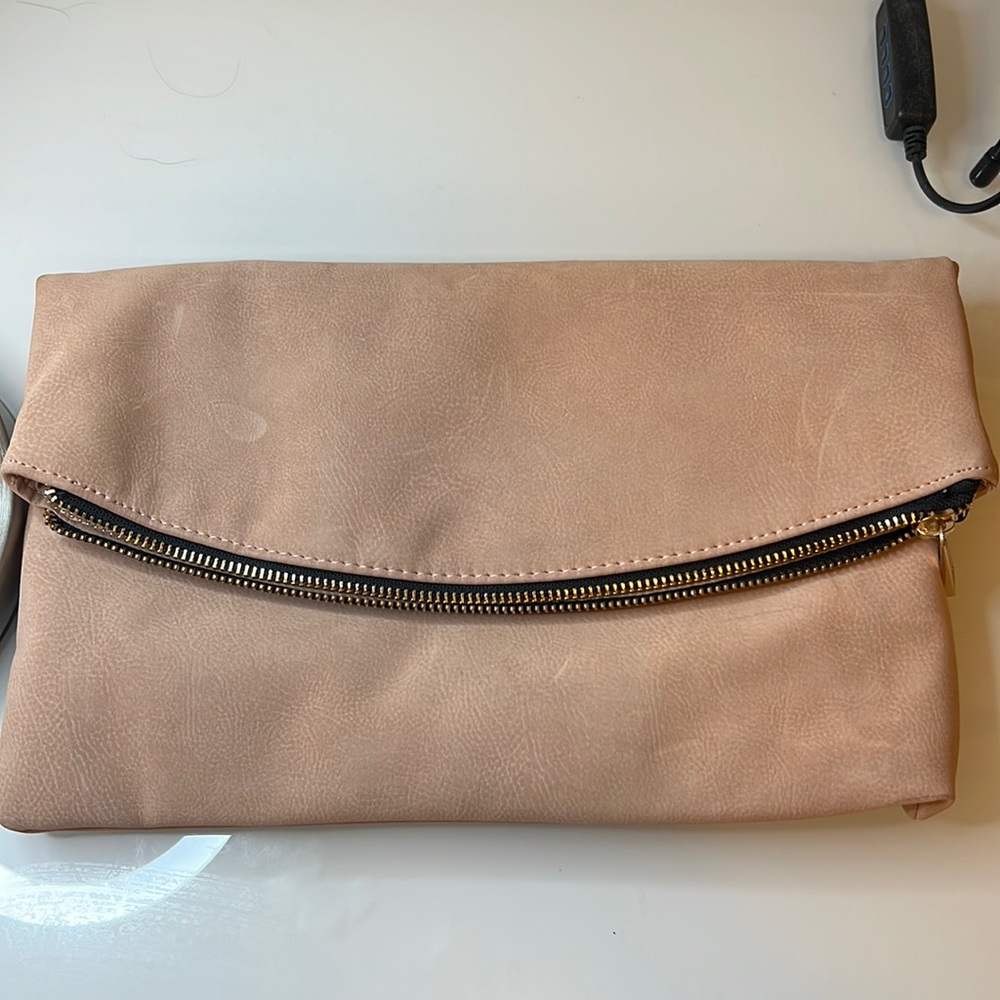 ASOS Blush faux leather/suede clutch